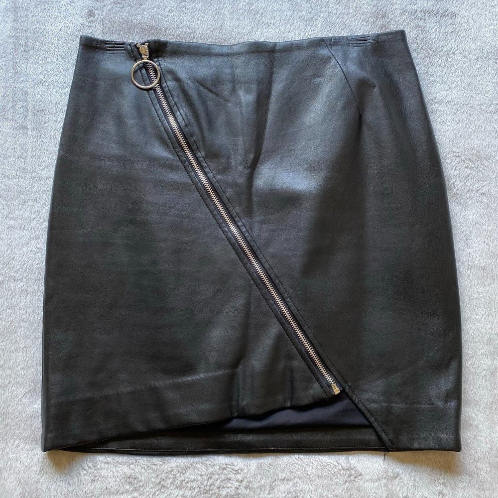 H&M Faux Leather Moto Mini Skirt